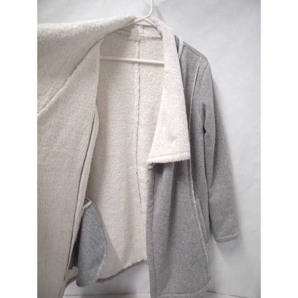 LOFT Lounge Womens Sherpa Jacket M Grey Waterfall Draped Thick Warm Open - Picture 4 of 8